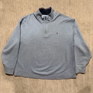 3XL Tommy Hilfiger Men's 1/4 Zip-Up Pullover Light Blue Casual Preppy Office